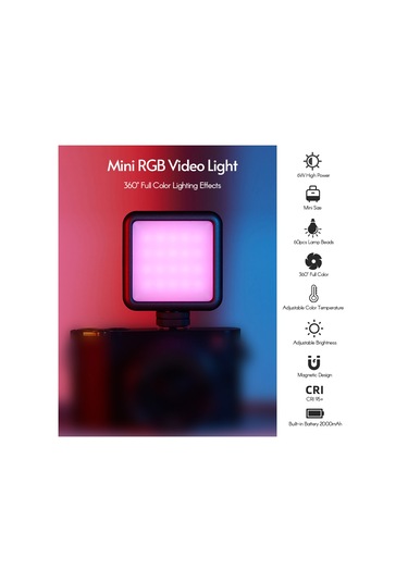 Andoer N69 Rgb Taşınabilir Fotoğrafçılık Led Video Işığı Siyah Siyah