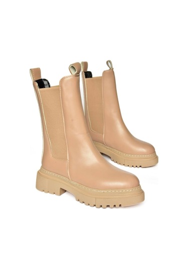 Fox Shoes T652449009 Ten Kalın Tabanlı Kadın Bot Ten-Suni Deri Ten