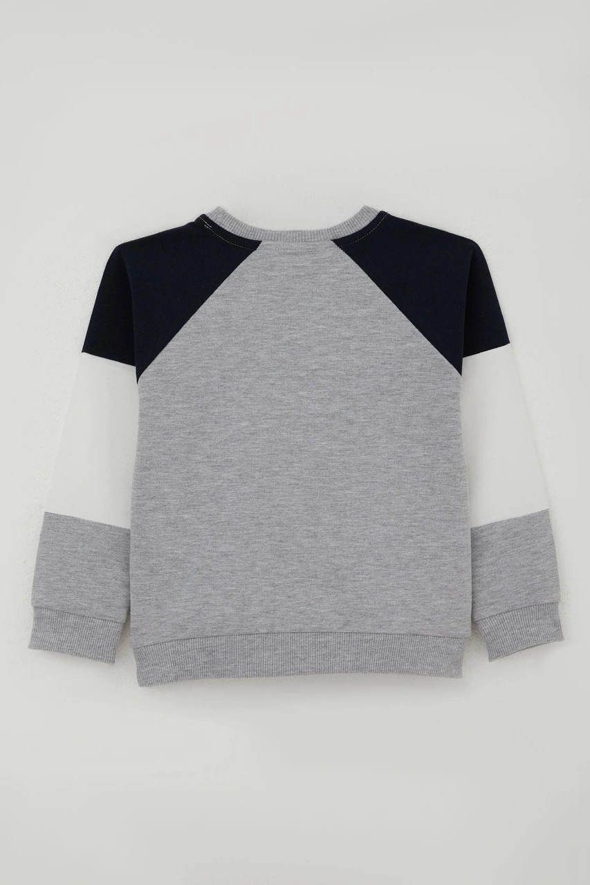 Breeze Erkek Çocuk Eşofman Takımı Yazı Baskılı Kolları Renk Bloklu 3-7 Yaş, Gri Melanj Gri Melanj