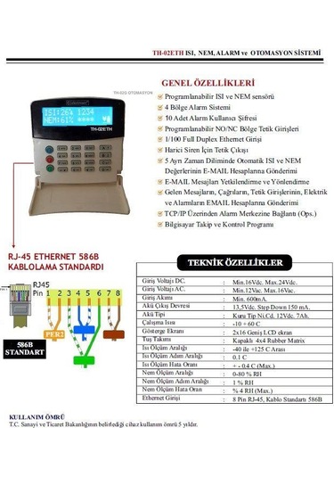 Electrosec Th-02Eg 1 Kanal Isı Ve Nem Takip Sistemi Ethernet Tcp