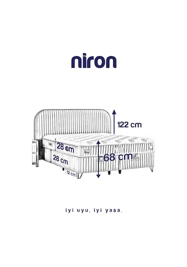 Line Visco Lüks Yatak Baza Ve Başlık Seti 180x200 Cm Çift Kişilik Yatak, Baza Ve Başlık Takımı Krem