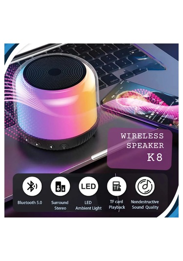 Yüksek Bass Bluetooth Hoparlör Rgb Led Bt Tf Kart Radyo Destekli