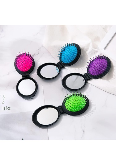 Seyahat Saç Fırçası Aynalı Kompakt Cep Boyutu, Katlanabilir Mi