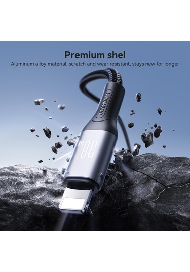 Joyroom S-a28 Flaş Serisi 60w 480mbps Hızlı Şarj Veri Kablosu, Type-c - 8 Pin Kablo, Uzunluk: 1m Siyah