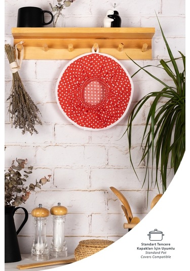 3 Adet Şık Ve Pratik Demlematik: Pilav Demleme Örtüsü , Tencere Kapağı Bonesikırmızı Puantiye