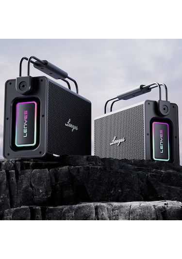 Lenyes Titan 2 Serisi Rgb Işıklı Çift Mikrofonlu Tws Bluetooth Speaker Hoparlör V5.3 5000mah Siyah