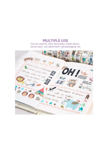 Springsun 10'lu Şirin Hayvan Washi Tape Seti - Renkli Dıy Bantlar, Kızlar İçin Günlük Planlayıcı & Hediye Paketleme