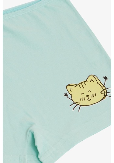 Breeze Kız Çocuk Boxer Sevimli Kedicik Baskılı 5-11 Yaş, Su Yeşili-su Yeşili Su Yeşili