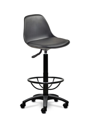 Ofiscombin Ofis Kasiyer Hekim Eczane Sırtlı Bar Taburesi Sandalyesi Tabure Siyah Deri 00047499821