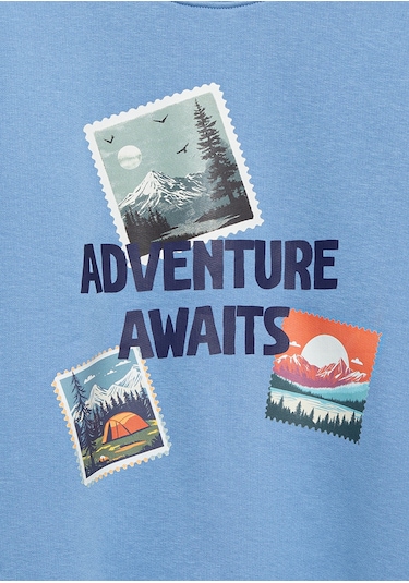 Mavi - Adventure Awaits Baskılı Mavi Sweatshirt 6s10146-70724 Mavi
