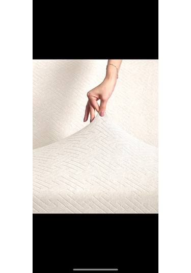 Krem 3+3 Koltuk Örtüsü Çekyat Kanepe Kılıfı Lastikli Esnek