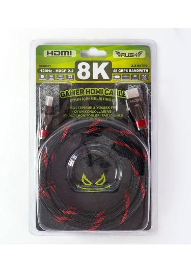 Rush Rc8K21 2.2 Metre Hdmi 2.1 8K 4K 48Gbps Hdcp2.2 Vesa Kablo