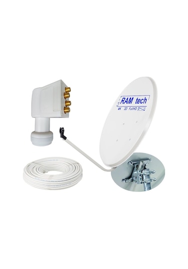 70 Cm Ofset Çanak Anten Full Set Montaj Ayağı Dörtlü Lnb 25 Me