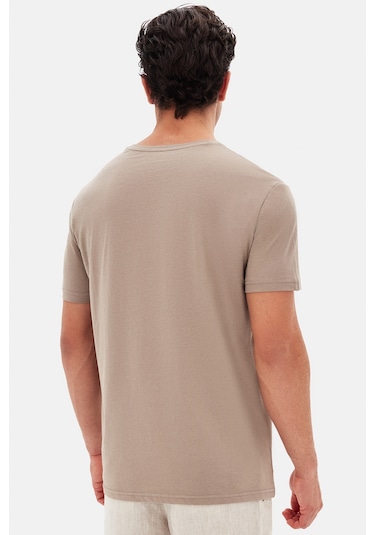 Ds Damat Regular Fit Vizon Düz Nakışlı %100 Pamuk T-shirt 4hc140632006m Vizon