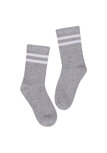 Çocuk Çorap Soket 3 Çift Unisex Beyaz-siyah-gri-1883 ÇoK Renkli