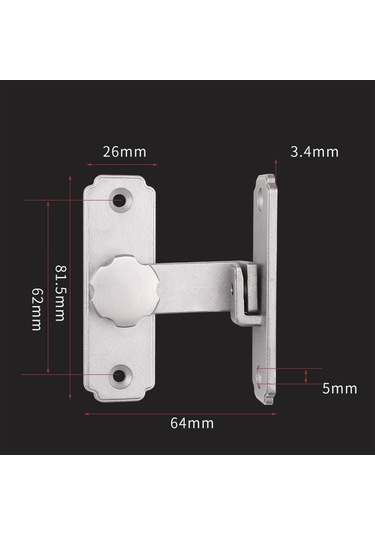 Homyl Sürgülü Ahır Kapı Mandalı Kilidi Sağ Açı Gümüş