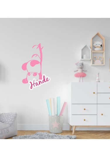 Kişiye Özel Sevimli Panda Tasarımlı Çocuk Odası Duvar Sticker-2
