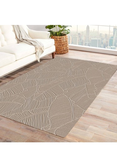 Jassrug Rölyef Halı 150x220 Garden Bej Bej Makine Halısı