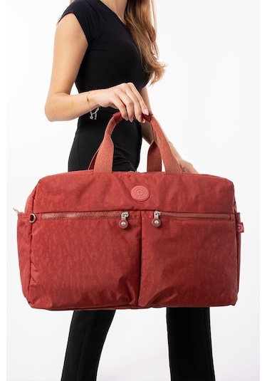 Novahub Seyehat Spor Çantası Kabin Boy Valiz 45 35 Cm Omuz Ve Çapraz Askılı Hafif Klinkır Çanta Su İtici Kiremit Kiremit