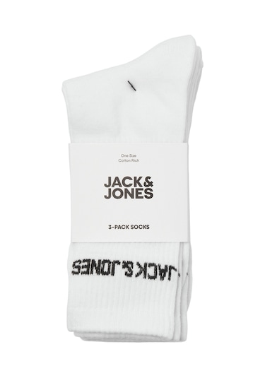 Jack & Jones Erkek Logo Detayli 3'lü Çorap Paketi - 12260083 White