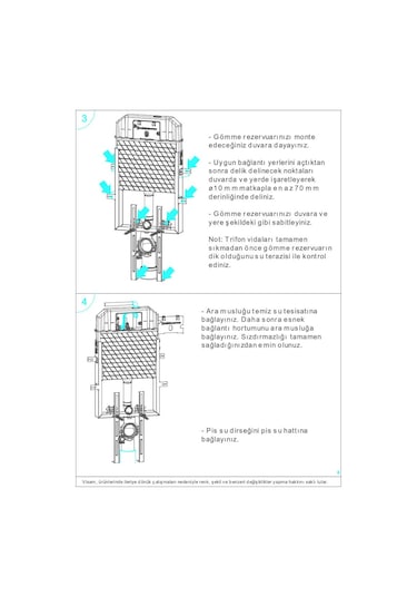 Visam Slim 80 Asma Klozet için Gömme Rezervuar Metal Ayaklı Beyaz