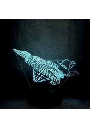 Goldenqian Çocuklar Için Uçak Desenli Lamba 3d Gece Lambası, 16 Renk Değiştirmeli Ve Uzaktan Kumandalı 3d Illüzyon Lambası, Erkekler Ve Kızlar Için Doğum Günü Hediyesi Prvry7 Siyah