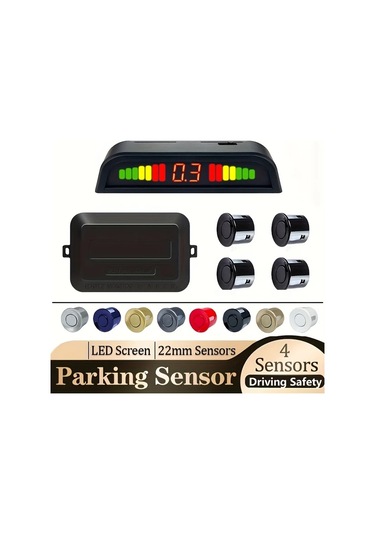 Dashanshop Hippcron 4 Sensörlü Park Sensörü Kiti Lcd Ekranlı Universal 8 Renk Gümüş