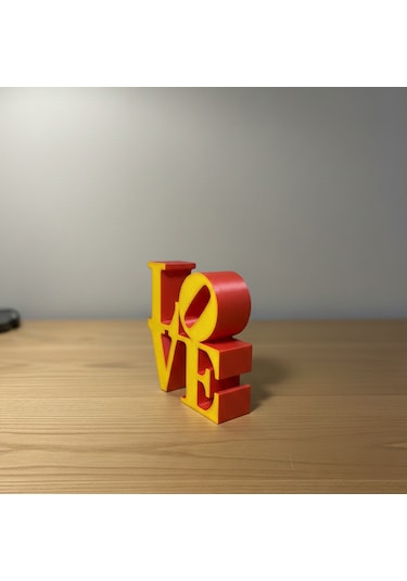 Modern "love" Tipografik Dekoratif Figür Minimalist Pla Masaüstü Aksesuarı Sarı - Kırmızı