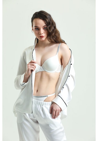 Magic Form 6389 Kadın Askısı Taşlı Dolgusuz Süngerli Dantelli Sütyen-ekru Ekru