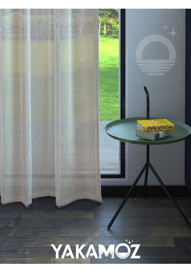 Krem Renk Keten Görünümlü Ekstraforlu Tül Perde Linen Touch Serisi Krem
