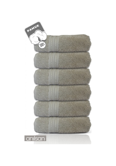 6'lı Boncuk Bej El Havlusu - 50x90 Cm, 225 Gr, %100 Pamuk, Spa Ve Otel Havlusu, Günlük Kullanıma Uygun Bej