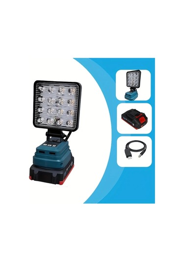 Xuweiwei Makita Pillerine Uygun 10 16 Cm Pilsiz Kablosuz Led Çalışma Lambası Çift Usb Hızlı Şarj Açık Hava Kamp Araba Tamiri Işık