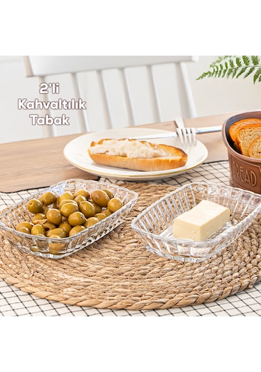 Porsima 0126 Maral 2'li Cam Kahvaltılık Tabak Seti 18 X 11,5 Cm