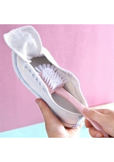 Suntek Ayakkabı Temizleme Fırçası, Uzun Saplı Temizleyici, Pembe