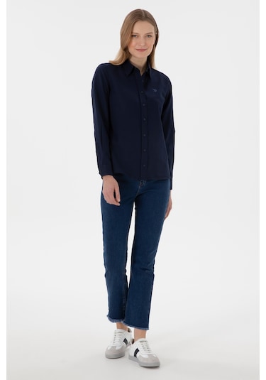 U.S. Polo Assn. Kadın Lacivert Uzun Kollu Basic Gömlek 50316711-VR033