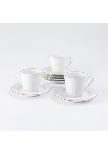 Güral Porselen Sedef 2 Parça Tek Kişilik Çay Fincanı Mat Altın File 5397310 Altın - Beyaz