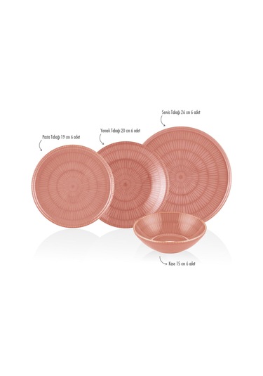 The Mia The Mia Noon Yemek Takımı 6 Kişilik Somon 24 Parça Şeffaf