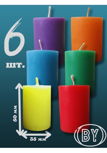 Kandlefo Renkli Sütun Mumlar 6 Adet 332631944 Açık Mavi