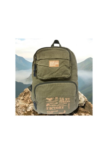 Kaliteli Tek Bölmeli Vintage Disayn Günlük Sırt Gezi Okul Seyahat Çantası Jannie Bag 27 Cm X 40 Cm Koyu Yeşil