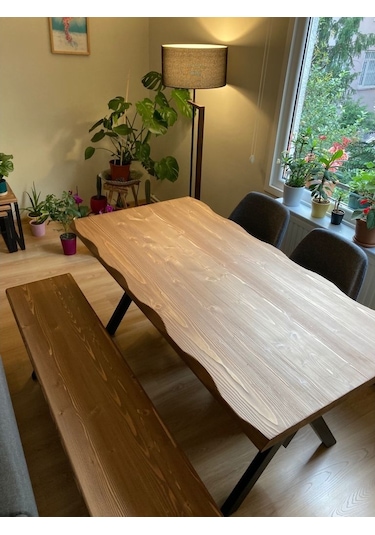 Deryawood Masif Ağaç Yemek Masası 100 x 85 CM Ceviz