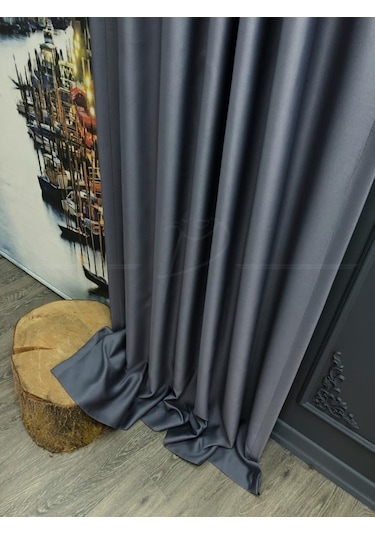 Fon Perde Blackout Karartma Işık Ve Isı Engelleme Özelliği Koyu Gri Çok Renkli