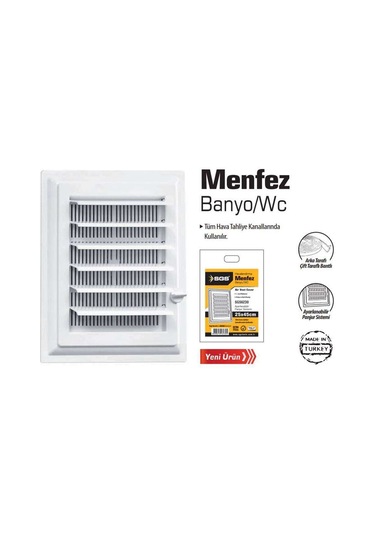 Sgs Banyo-Wc Havalandırma Menfezi Panjurlu 25x45cm SGS6230 Beyaz