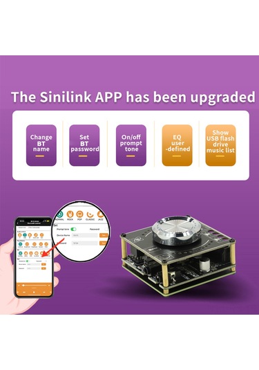 Reedark 15w+15w Bluetooth 5.1 Güçlendirici Modülü, Aux+usb Girişi, Sinilink App Kontrol, Renkli Spektrum Işığı, 8-24v, Çoklu Koruma Çok Renkli