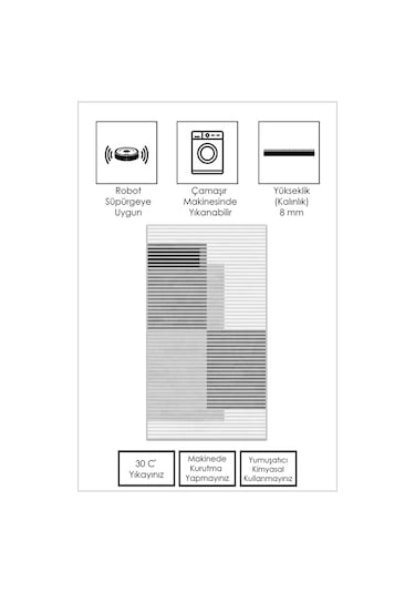 West Home Makinede Yıkanabilir Kaymaz Taban Leke Tutmaz Gri Modern Salon Halısı Mutfak Halısı Ve Yolluk Wh601 Grey