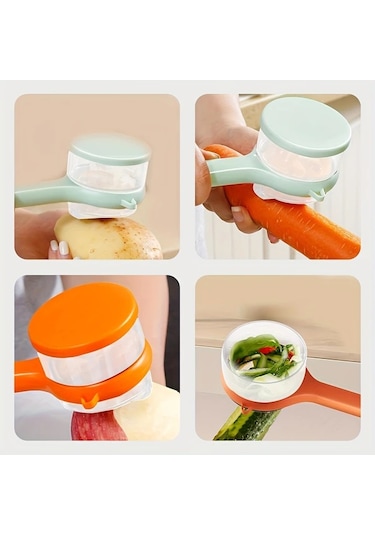 Honeybeeshop Turuncu Çok Amaçlı Sebze Meyve Soyacak Saklama Kutusu Testereli Bıçak Turuncu