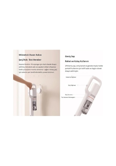 Xiaomi Roidmi F8 Absolute Siklonik Sistem Şarjlı Dikey Süpürge