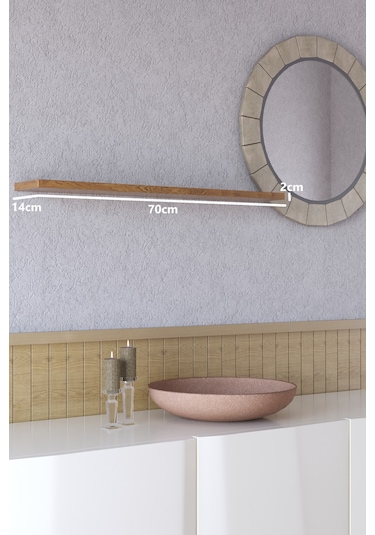 Yankı-BYEG 70 cm Safir Meşe Mdf Gizli Bağlantı Duvar Rafı