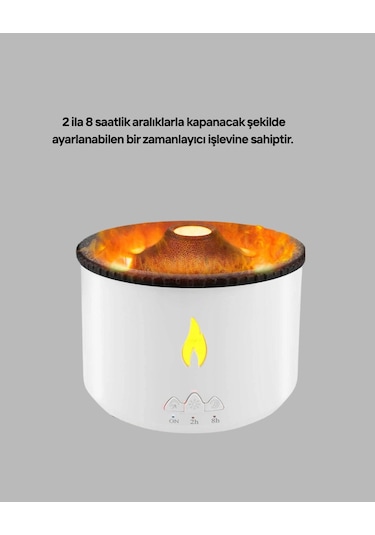 Mey İthalat 3d Alev Işıklı Aromaterapi Makinesi 360 Ml Su Kapasiteli Sessiz Difüzör