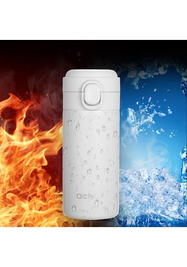 Kosona 304 Çelik Vakumlu Isı Saklama Bardağı 300ml Beyaz - Çift Katlı Isı Yalıtımı Ve Düşük Sızıntı, Seyahat İçin Tıkla Aç Kapağı Diğer