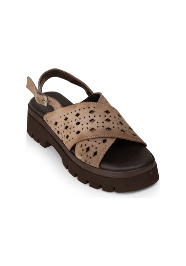 Deery Kadın Hakiki Süet Vizon Rengi Sandalet - 22302zvznc01